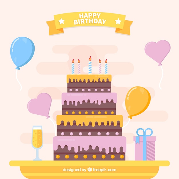 Free Vector | Birthday composition with flat design