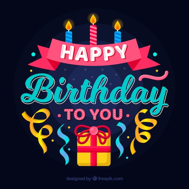 Free Vector | Birthday composition with gift and candles