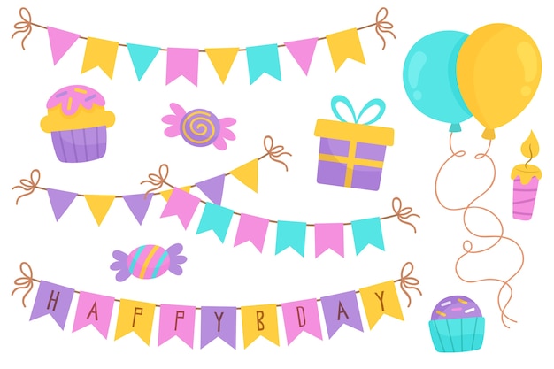 Free Vector | Birthday decoration collection