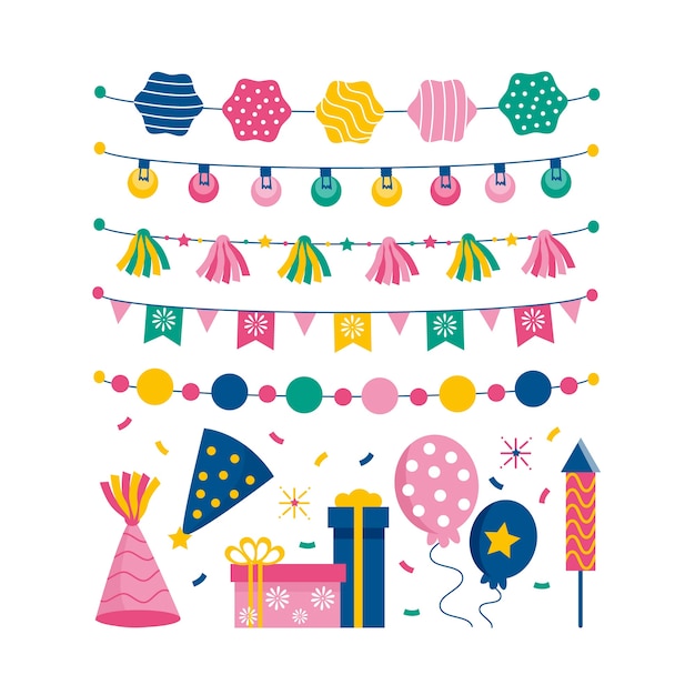 Free Vector | Birthday decoration collection