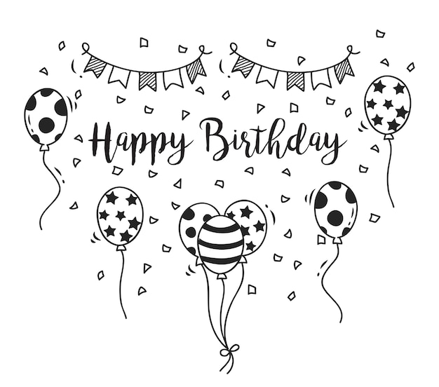 Birthday Doodle Set Vector | Premium Download