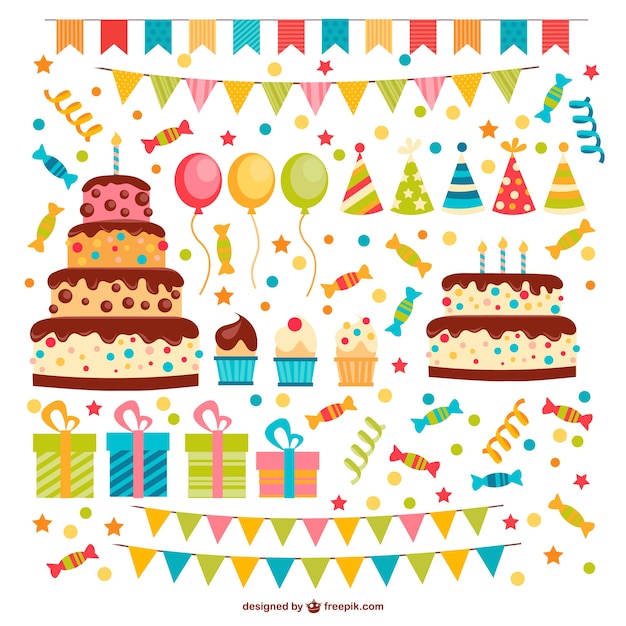 Download Birthday elements pack | Free Vector