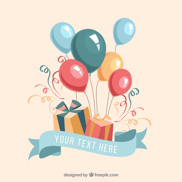 Download Free Vector | Birthday gifts and balloons