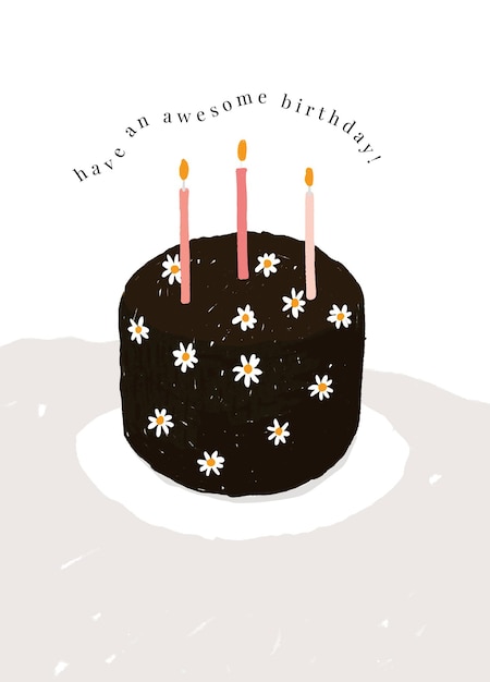 かわいいケーキのイラストと誕生日グリーティングカードテンプレート 無料のベクター
