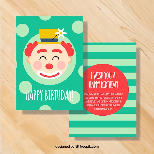 Biglietto Di Auguri Di Compleanno Con Divertenti Clown Vettore Gratis