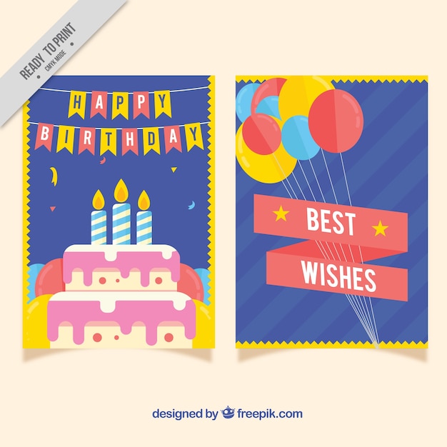 Download Download Vector Birthday Greeting Cards With Yellow Details Vectorpicker PSD Mockup Templates