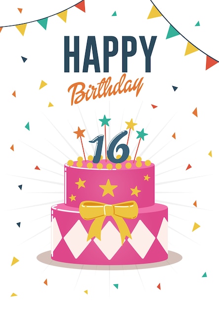 Download Birthday greeting and invitation card with sweet 16 ...