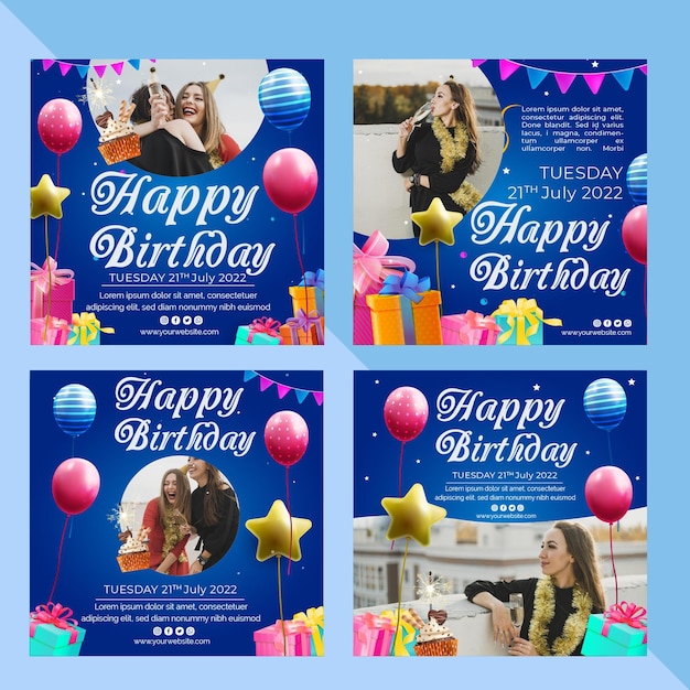 Free Vector Birthday instagram post template