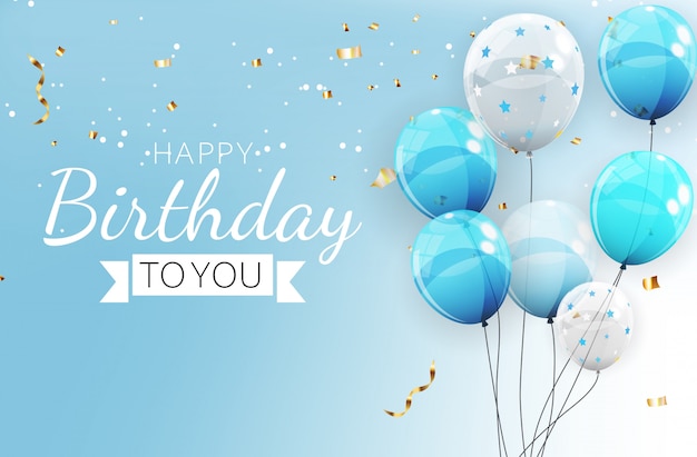 Birthday invitation background with balloons.  illustration Premium Vector