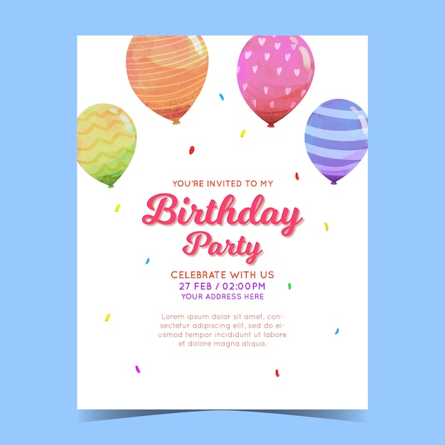 Premium Vector | Birthday invitation card template