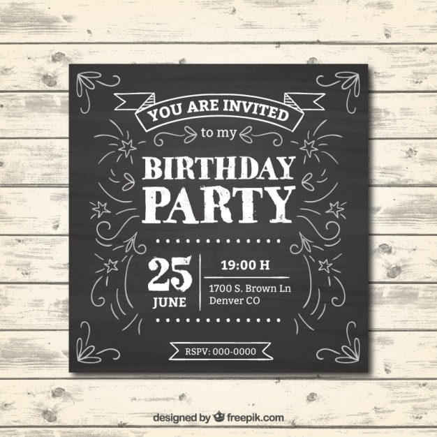 Download Birthday invitation in chalkboard effect | Free Vector