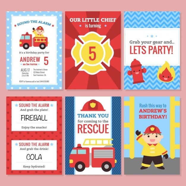 free-vector-birthday-invitation-firefighter-theme