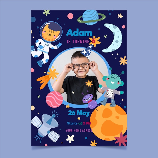 Download Free Vector | Birthday invitation template for boy