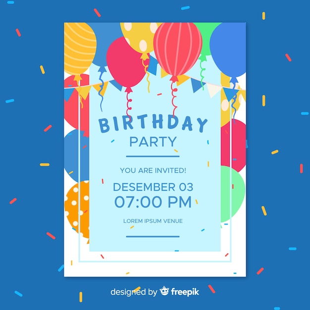 Free Vector | Birthday invitation template in flat style