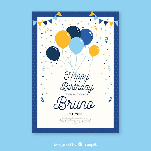 Download Birthday invitation template in flat style | Free Vector