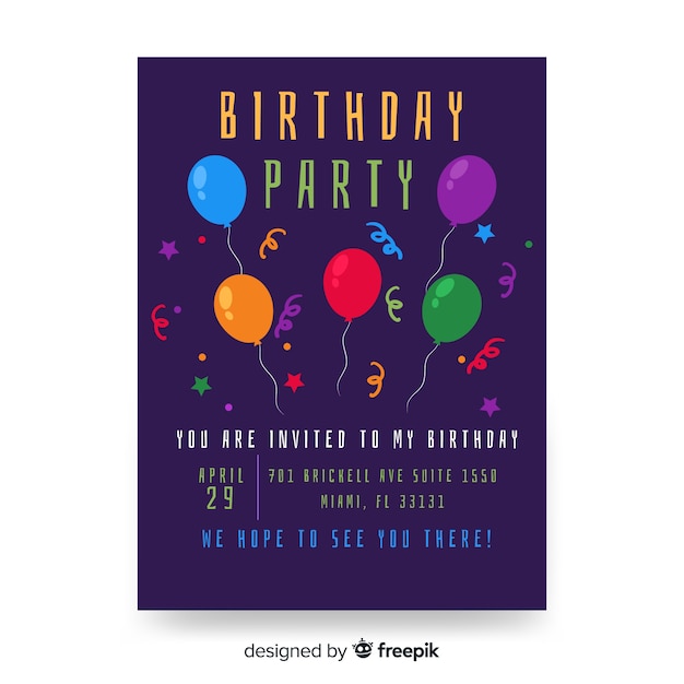 Free Vector | Birthday invitation template in hand drawn style