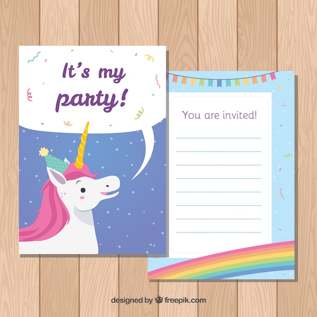 Download Free Vector | Birthday invitation template with a unicorn