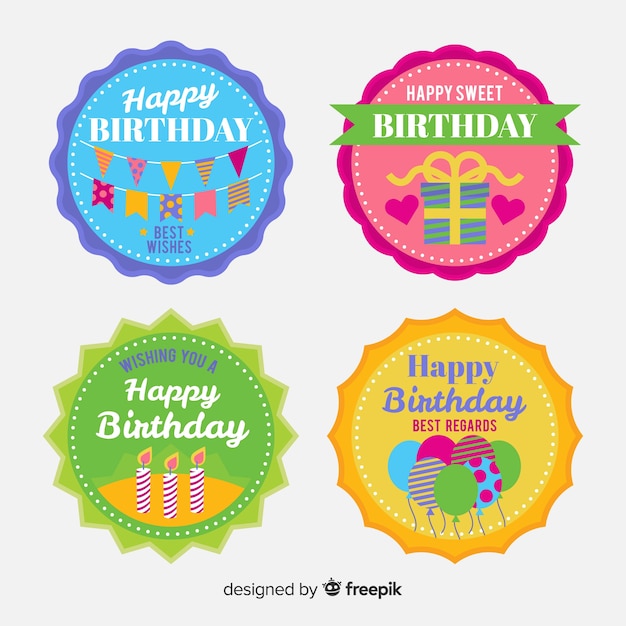 Free Vector | Birthday label collection