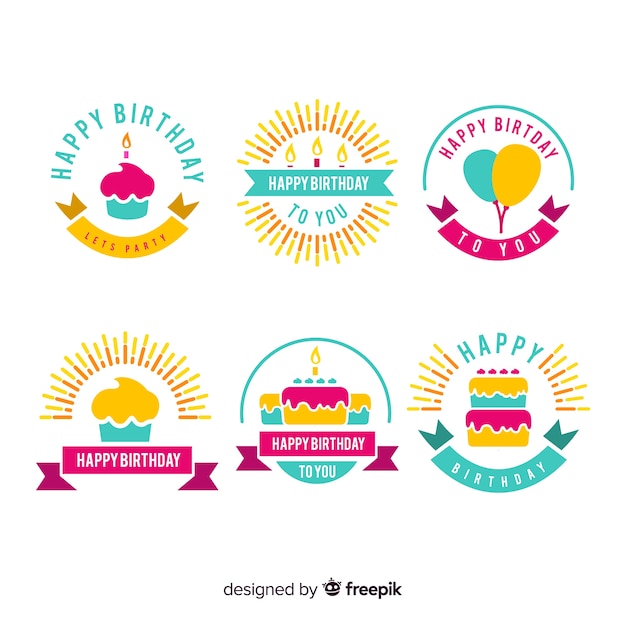 Free Vector | Birthday label collection