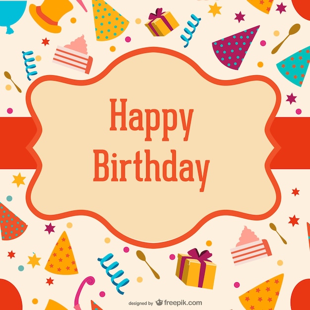 Birthday label over hats and boxes Vector | Free Download