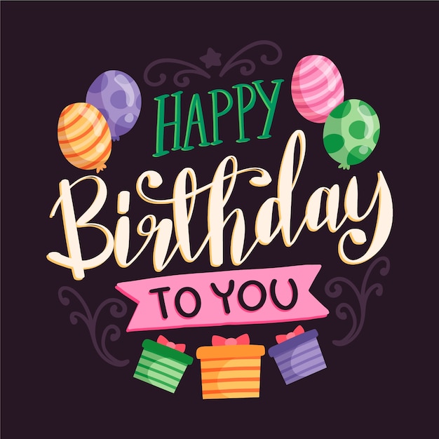 Free Vector Birthday Lettering With Balloons And Presents