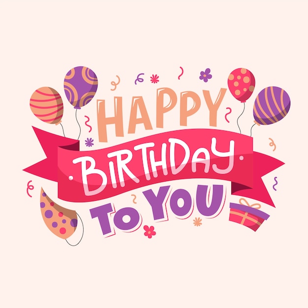 Premium Vector Birthday Lettering With Balloons