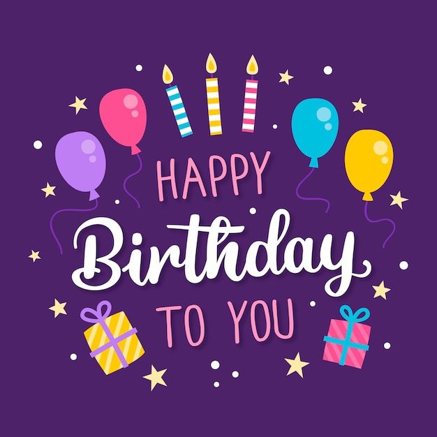 Birthday lettering with balloons | Free Vector