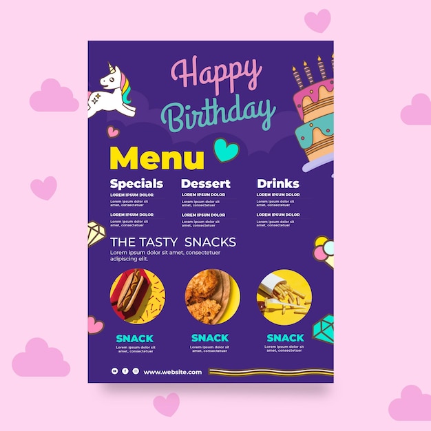 Free Vector Birthday menu template