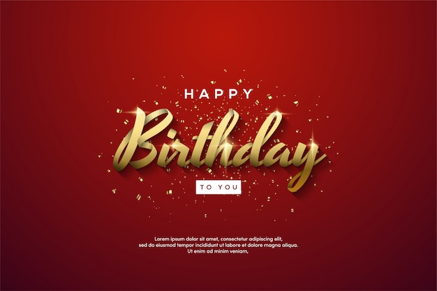 Premium Vector | Birthday party background with golden text on a red ...
