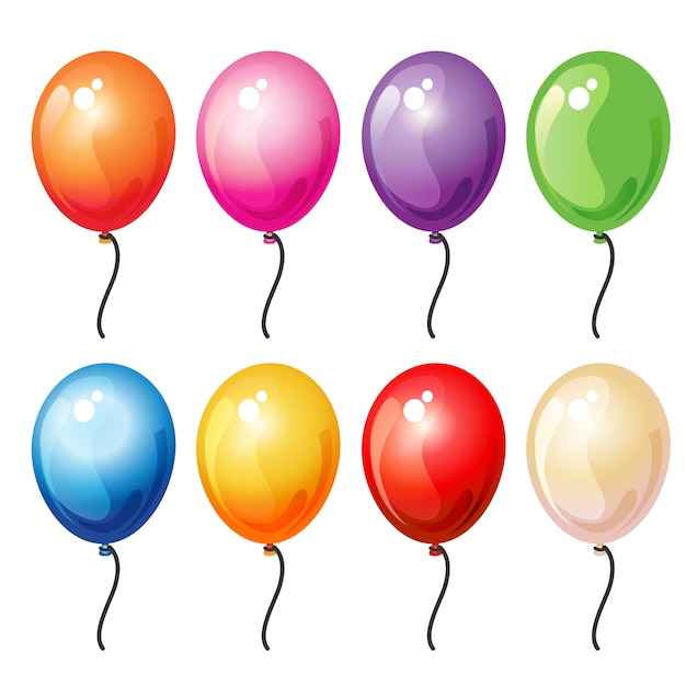 Download Birthday party balloon set Vector | Premium Download