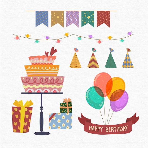 Free Vector | Birthday party decorations