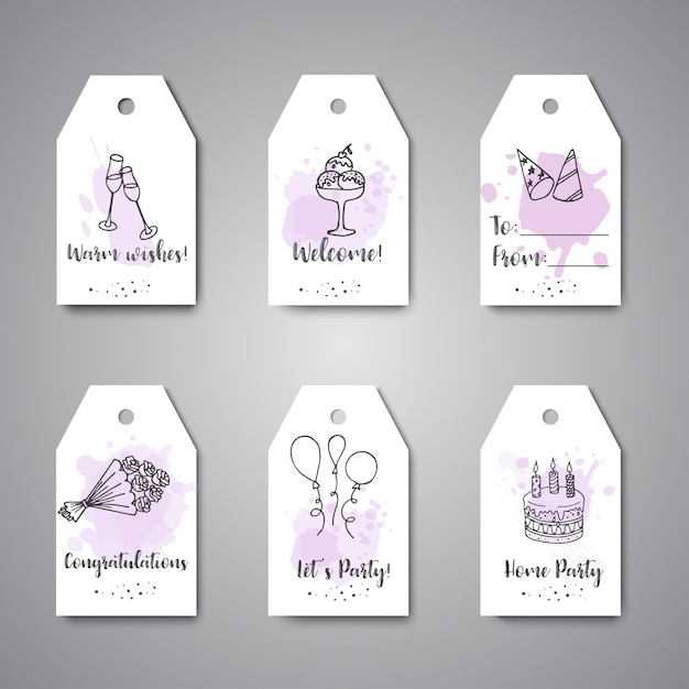 Download Premium Vector | Birthday party doodle gift tags.