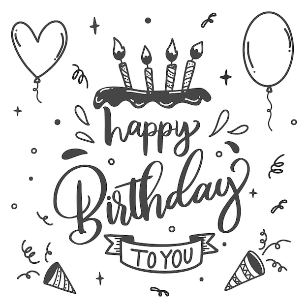 Premium Vector Birthday Party Lettering Candles On Cake 2489