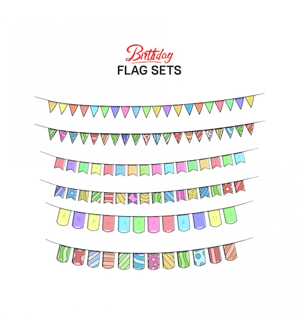 Birthday ribbon set template illustration Vector | Premium Download