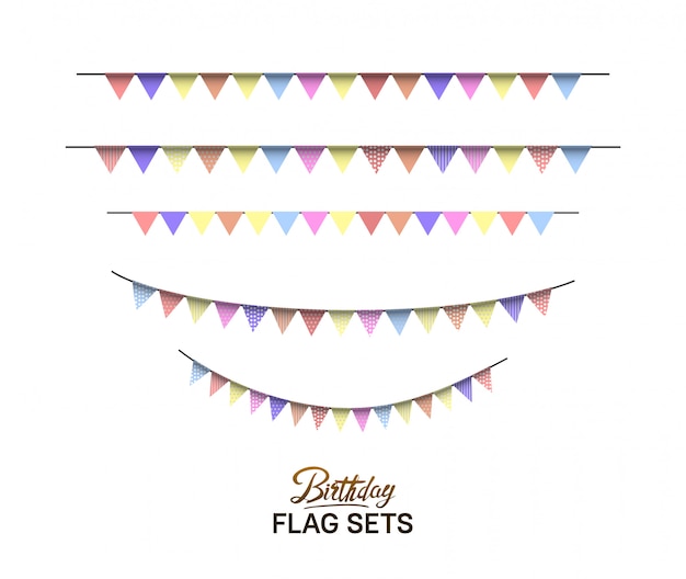 Download Birthday ribbon sets colorful illustration Vector ...