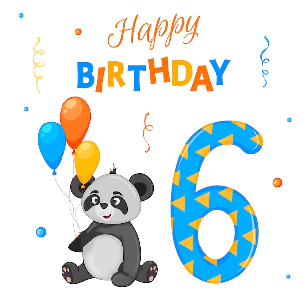 Download Birthday set with panda, the inscription Vector | Premium ...