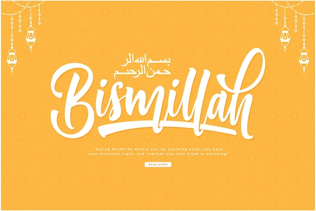 Premium Vector Bismillah Calligraphy Lettering Vector Background