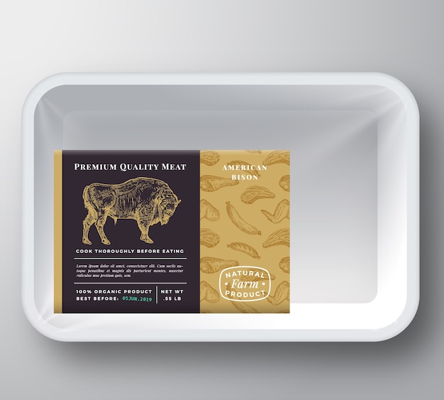 Premium Vector | Bison plastic tray container packaging mockup