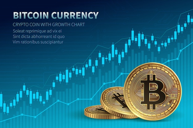 Bitcoin currency. crypto coin with growth chart ...