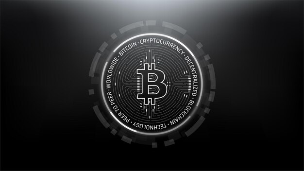 Bitcoin futuristic scifi technology cryptocurrency Premium Vector