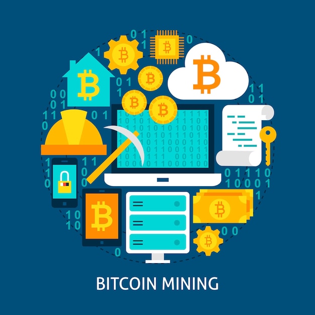 Premium Vector | Bitcoin Mining Flat Concept. Poster Design Vector ...