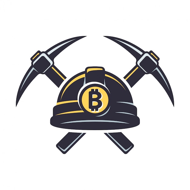 Bitcoin mining logo | Premium Vector