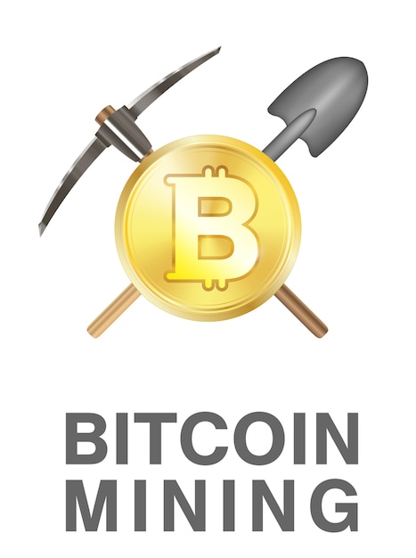ビットコイン鉱業のロゴ プレミアムベクター