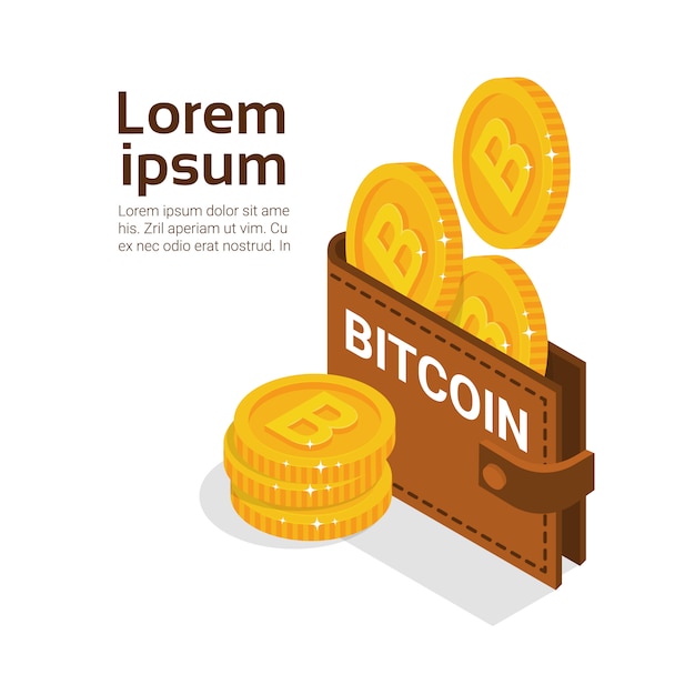 Bitcoins wallet over white background with copy space modern digital money crypto currency concept Premium Vector