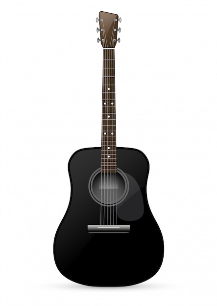 黒のアコースティックギター イラスト プレミアムベクター