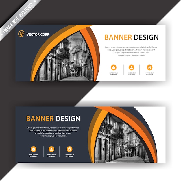 Black and white banner with orange details Vector | Free Download