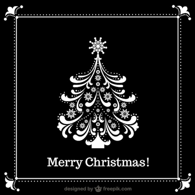 Download Black and white Christmas tree Vector | Free Download