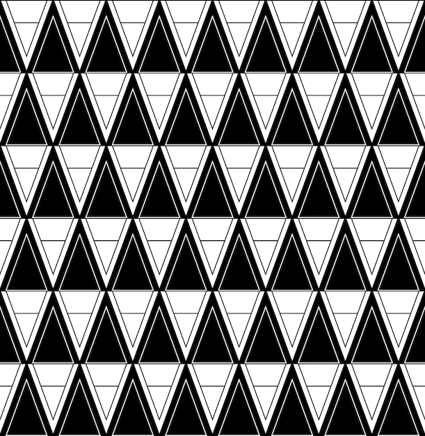 線と三角を持つ白黒の幾何学模様のシームレスな模様 プレミアムベクター