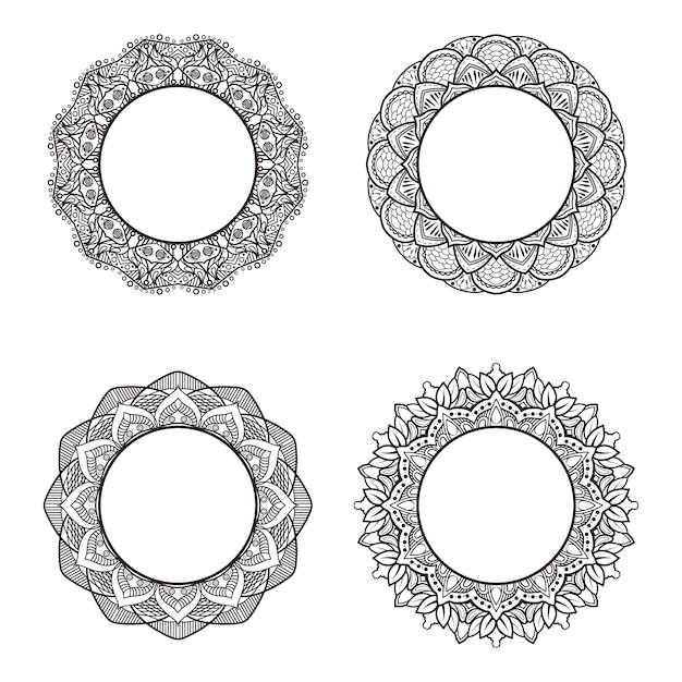 Download Black and white mandala frame collection Vector | Free ...
