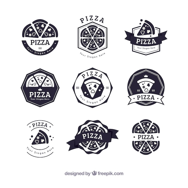Black and white pizza logo collection